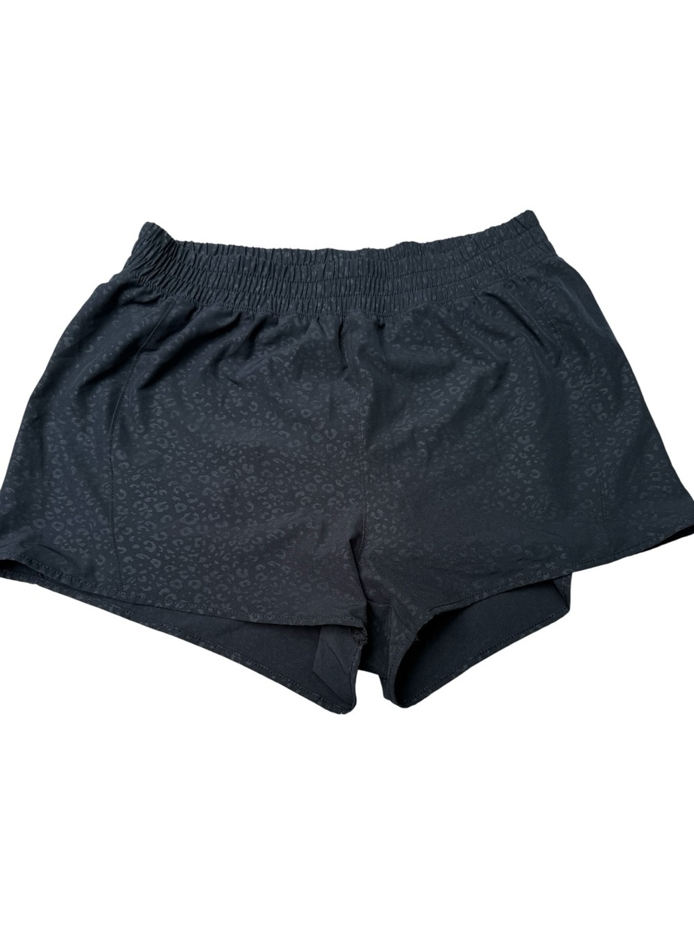MARIKA Power Embossed Woven Shorts Pull On Elastic Waist Large Black Cheetah